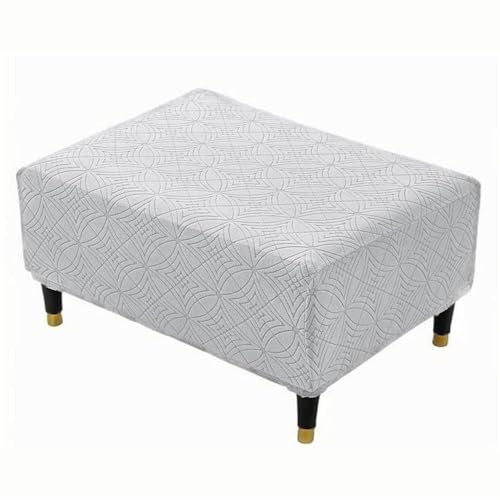 Hueborne Stretch-Ottoman-Bezug Aus Samt Und Jacquard for Quadratische/rechteckige Fußstützenhocker – Elastischer, Passgenauer Möbelschutz-Schonbezug Mit Elastischer Unterseite(Light Grey,S) von Hueborne