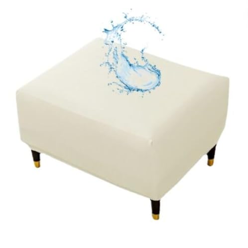 Hueborne Stretch-Ottoman-Schonbezug – Wasserdichter Fußstützenbezug Aus PU-Leder for Kleine Und Große Möbel(Beige,L) von Hueborne