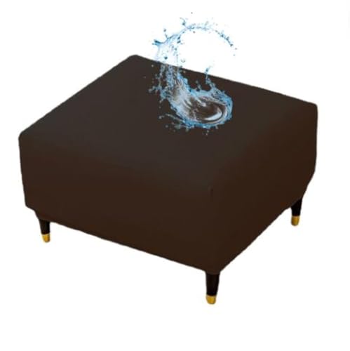 Hueborne Stretch-Ottoman-Schonbezug – Wasserdichter Fußstützenbezug Aus PU-Leder for Kleine Und Große Möbel(Coffee,S) von Hueborne