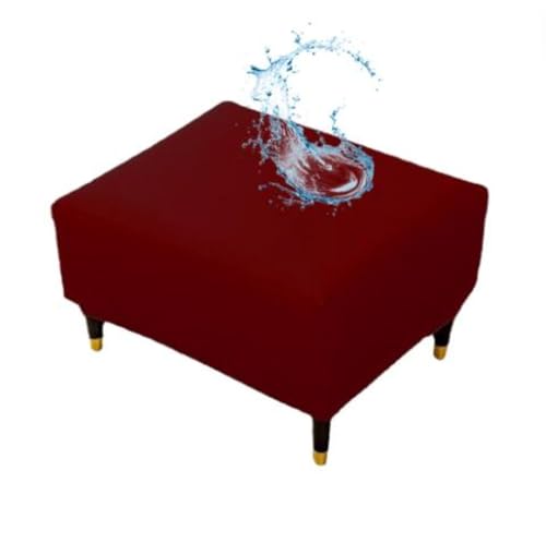 Hueborne Stretch-Ottoman-Schonbezug – Wasserdichter Fußstützenbezug Aus PU-Leder for Kleine Und Große Möbel(Wine Red,L) von Hueborne