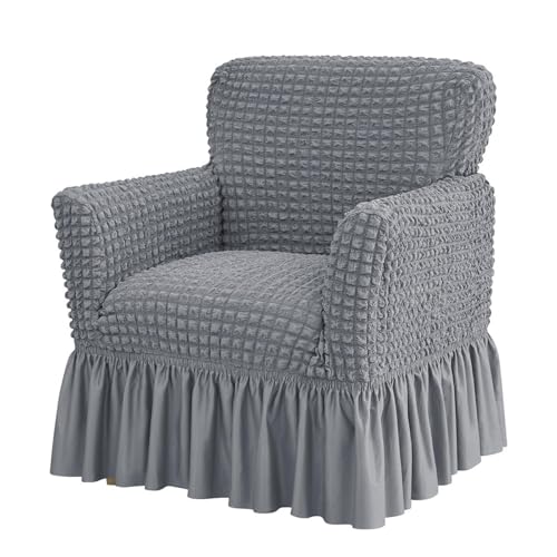 Hueborne Stretch-Sesselbezug Mit Rüschenrock – Schonbezug Mit Elastischem Saum for Akzent-Armlehnenstühle, Modernes Design for Arbeitszimmer, Bartheke, Wohnzimmer(Gray) von Hueborne