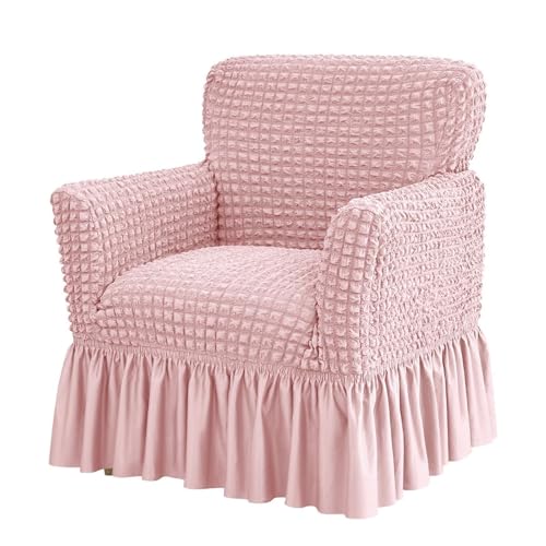 Hueborne Stretch-Sesselbezug Mit Rüschenrock – Schonbezug Mit Elastischem Saum for Akzent-Armlehnenstühle, Modernes Design for Arbeitszimmer, Bartheke, Wohnzimmer(Pink) von Hueborne