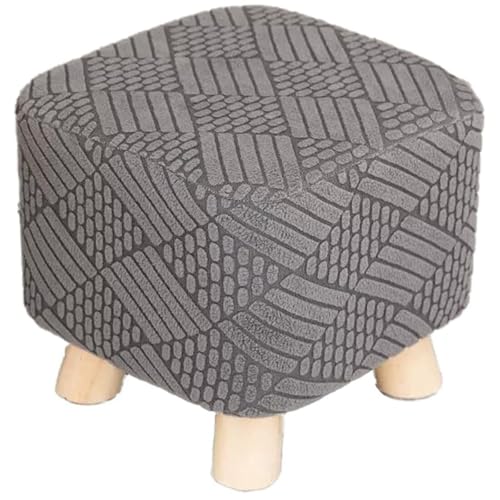Hueborne Stretch-Sitzbezüge for Ottomanen, Quadratisch, Rund, Elastischer Bodenhocker, Stuhlschutz, Sitzbezug for Fußhocker, Möbel, Wohnzimmer(B-Gray) von Hueborne