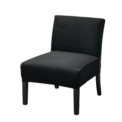 Hueborne Stretch-Stuhlbezug Aus Samt Ohne Armlehnen – Dicker, Solider Schonbezug for Slipper-Stuhl Mit Elastischen Schlaufen, Weicher, Rutschfester Möbelbezug for Wohnzimmer, Café, Hotel(Black) von Hueborne