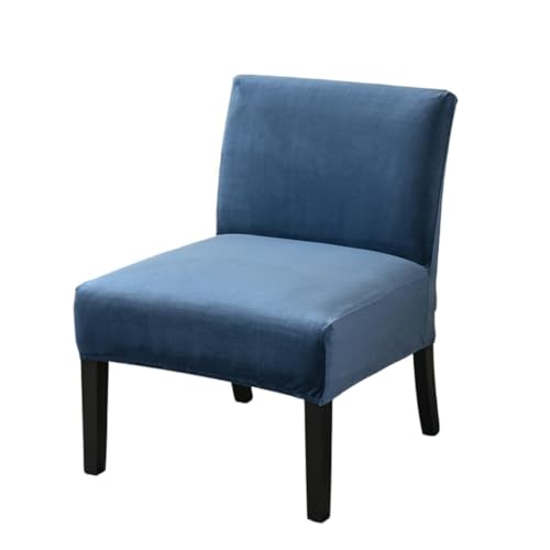 Hueborne Stretch-Stuhlbezug Aus Samt Ohne Armlehnen – Dicker, Solider Schonbezug for Slipper-Stuhl Mit Elastischen Schlaufen, Weicher, Rutschfester Möbelbezug for Wohnzimmer, Café, Hotel(Dark Blue) von Hueborne
