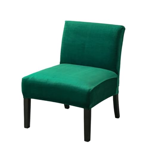 Hueborne Stretch-Stuhlbezug Aus Samt Ohne Armlehnen – Dicker, Solider Schonbezug for Slipper-Stuhl Mit Elastischen Schlaufen, Weicher, Rutschfester Möbelbezug for Wohnzimmer, Café, Hotel(Dark Green) von Hueborne