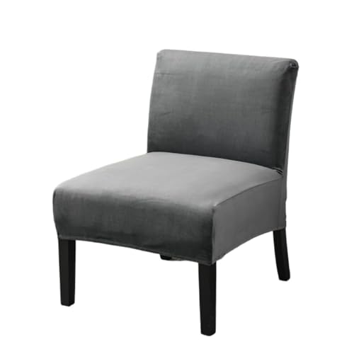 Hueborne Stretch-Stuhlbezug Aus Samt Ohne Armlehnen – Dicker, Solider Schonbezug for Slipper-Stuhl Mit Elastischen Schlaufen, Weicher, Rutschfester Möbelbezug for Wohnzimmer, Café, Hotel(Dark Grey) von Hueborne
