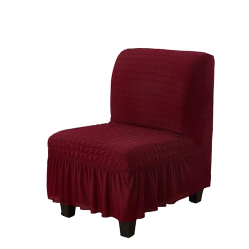 Hueborne Stretch-Stuhlhussen Ohne Armlehnen, 2er-Pack, Schonbezug for Slipper-Stuhl Mit Rock, Möbelschutzbezug for Das Wohnzimmer (weiß)(Burgundy,1pack) von Hueborne