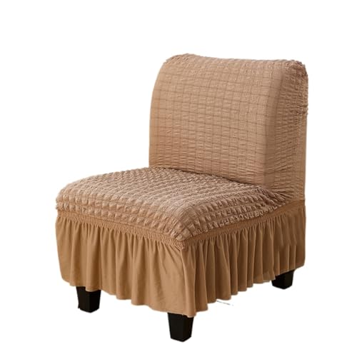 Hueborne Stretch-Stuhlhussen Ohne Armlehnen, 2er-Pack, Schonbezug for Slipper-Stuhl Mit Rock, Möbelschutzbezug for Das Wohnzimmer (weiß)(Camel,1pack) von Hueborne