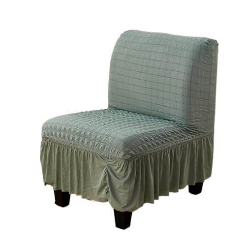 Hueborne Stretch-Stuhlhussen Ohne Armlehnen, 2er-Pack, Schonbezug for Slipper-Stuhl Mit Rock, Möbelschutzbezug for Das Wohnzimmer (weiß)(Cyan,1pack) von Hueborne