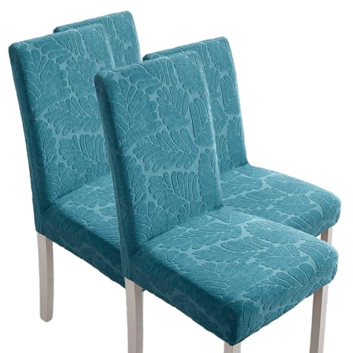 Hueborne Stuhlhussen for Esszimmerstühle, 4er-Set, Stretch-Stuhlhussen for Parson-Stühle Mit Jacquard-Muster, Weiche, Waschbare Schoner(Canal Blue) von Hueborne