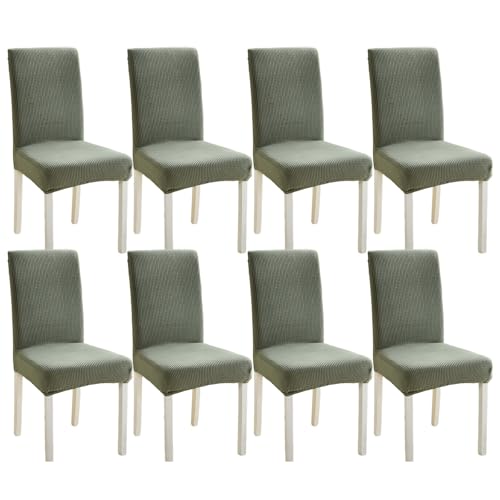 Hueborne 8er-Pack Stuhlhussen for Esszimmerstühle, Dehnbare, waschbare Stuhlhussen aus Jacquard for Partys, Bankette, Hotels (Dunkelbraun)(Green) von Hueborne