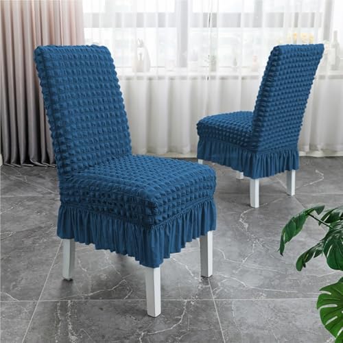 Hueborne Stuhlhussen for Esszimmerstühle, Dehnbare Schonbezüge Mit Rock, Waschbarer Möbelschutz for Zuhause, Bankette Und Hochzeiten(Blue,4PCS) von Hueborne