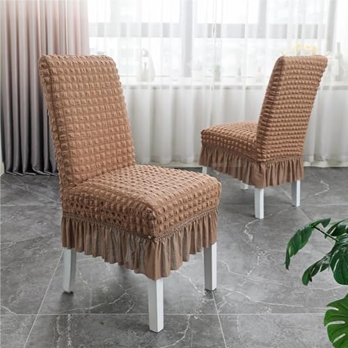 Hueborne Stuhlhussen for Esszimmerstühle, Dehnbare Schonbezüge Mit Rock, Waschbarer Möbelschutz for Zuhause, Bankette Und Hochzeiten(Brown,6PCS) von Hueborne