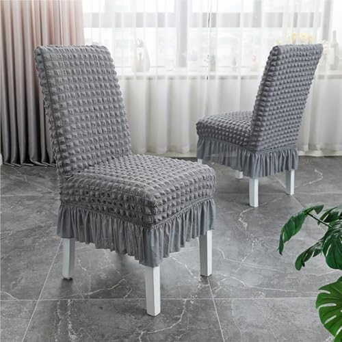 Hueborne Stuhlhussen for Esszimmerstühle, Dehnbare Schonbezüge Mit Rock, Waschbarer Möbelschutz for Zuhause, Bankette Und Hochzeiten(Gray,6PCS) von Hueborne