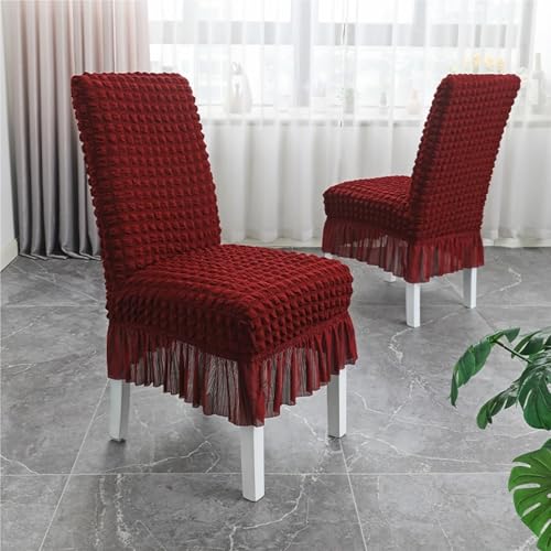 Hueborne Stuhlhussen for Esszimmerstühle, Dehnbare Schonbezüge Mit Rock, Waschbarer Möbelschutz for Zuhause, Bankette Und Hochzeiten(Pink Red,4PCS) von Hueborne