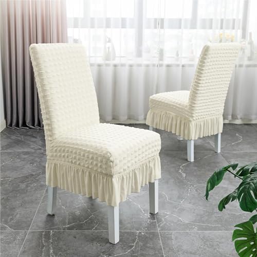 Hueborne Stuhlhussen for Esszimmerstühle, Dehnbare Schonbezüge Mit Rock, Waschbarer Möbelschutz for Zuhause, Bankette Und Hochzeiten(White,6PCS) von Hueborne