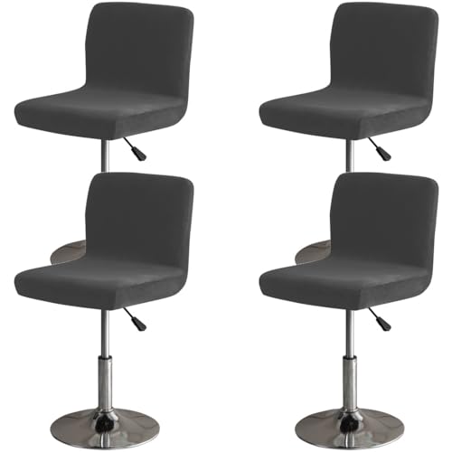 Hueborne Weicher Barhockerbezug aus Samt mit Rückenlehne, geeignet for Stühle mit mittlerer und niedriger Rückenlehne(Black,4 pcs) von Hueborne