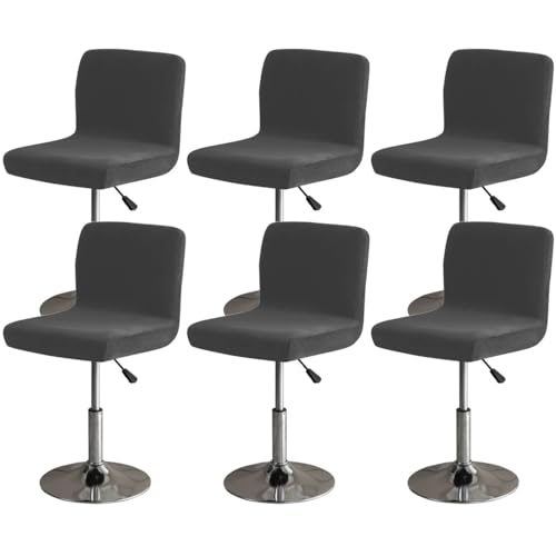 Hueborne Weicher Barhockerbezug aus Samt mit Rückenlehne, geeignet for Stühle mit mittlerer und niedriger Rückenlehne(Black,6 pcs) von Hueborne