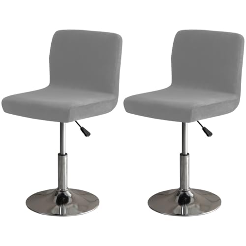 Hueborne Weicher Barhockerbezug aus Samt mit Rückenlehne, geeignet for Stühle mit mittlerer und niedriger Rückenlehne(Gray,2 pcs) von Hueborne