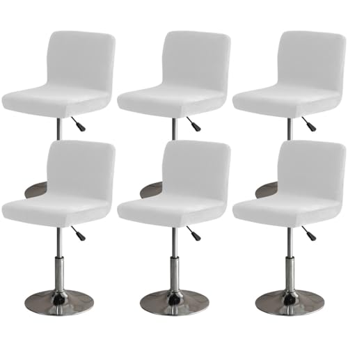 Hueborne Weicher Barhockerbezug aus Samt mit Rückenlehne, geeignet for Stühle mit mittlerer und niedriger Rückenlehne(Light Gray,6 pcs) von Hueborne