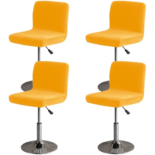 Hueborne Weicher Barhockerbezug aus Samt mit Rückenlehne, geeignet for Stühle mit mittlerer und niedriger Rückenlehne(Light Orange,4 pcs) von Hueborne