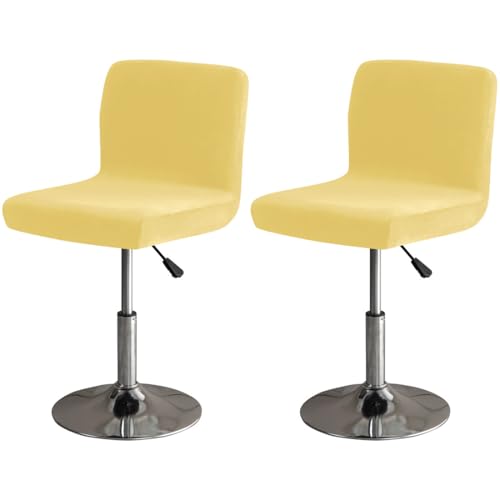 Hueborne Weicher Barhockerbezug aus Samt mit Rückenlehne, geeignet for Stühle mit mittlerer und niedriger Rückenlehne(Light Yellow,2 pcs) von Hueborne
