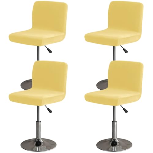 Hueborne Weicher Barhockerbezug aus Samt mit Rückenlehne, geeignet for Stühle mit mittlerer und niedriger Rückenlehne(Light Yellow,4 pcs) von Hueborne