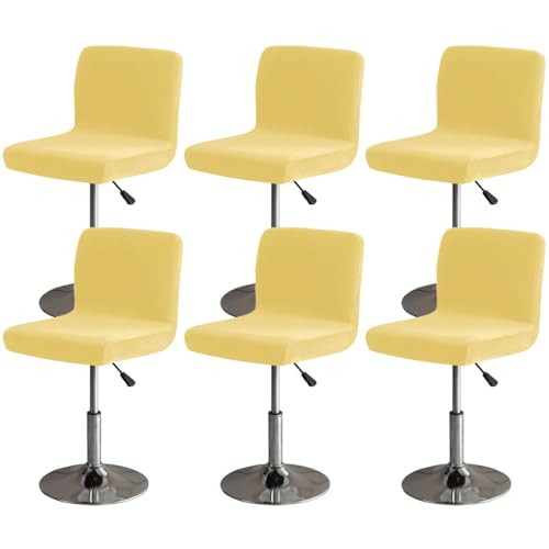 Hueborne Weicher Barhockerbezug aus Samt mit Rückenlehne, geeignet for Stühle mit mittlerer und niedriger Rückenlehne(Light Yellow,6 pcs) von Hueborne