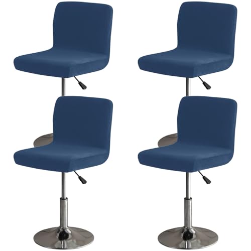 Hueborne Weicher Barhockerbezug aus Samt mit Rückenlehne, geeignet for Stühle mit mittlerer und niedriger Rückenlehne(Navy,4 pcs) von Hueborne