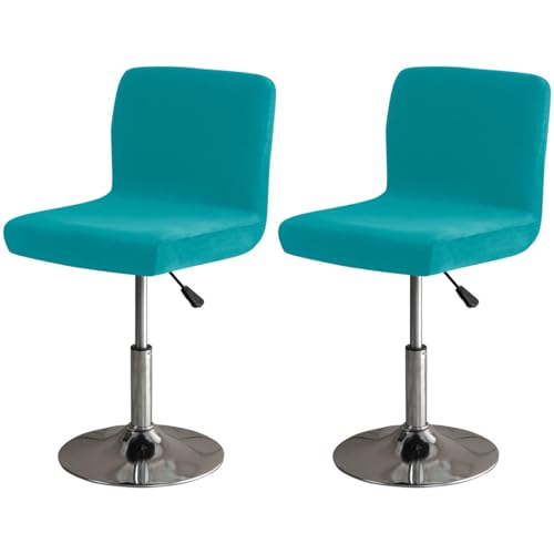 Hueborne Weicher Barhockerbezug aus Samt mit Rückenlehne, geeignet for Stühle mit mittlerer und niedriger Rückenlehne(Turquoise Blue,2 pcs) von Hueborne
