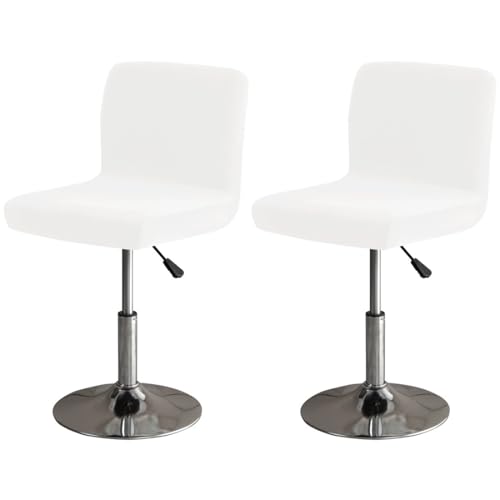 Hueborne Weicher Barhockerbezug aus Samt mit Rückenlehne, geeignet for Stühle mit mittlerer und niedriger Rückenlehne(White,2 pcs) von Hueborne