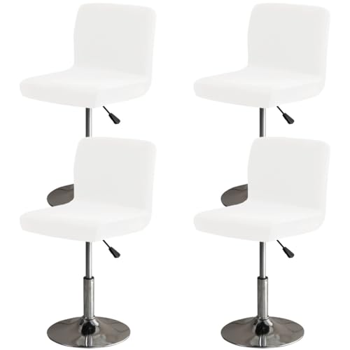 Hueborne Weicher Barhockerbezug aus Samt mit Rückenlehne, geeignet for Stühle mit mittlerer und niedriger Rückenlehne(White,4 pcs) von Hueborne