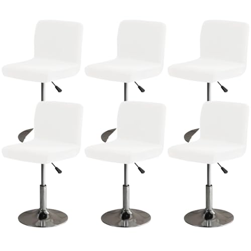 Hueborne Weicher Barhockerbezug aus Samt mit Rückenlehne, geeignet for Stühle mit mittlerer und niedriger Rückenlehne(White,6 pcs) von Hueborne