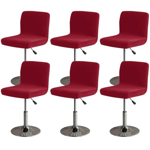 Hueborne Weicher Barhockerbezug aus Samt mit Rückenlehne, geeignet for Stühle mit mittlerer und niedriger Rückenlehne(Wine,6 pcs) von Hueborne