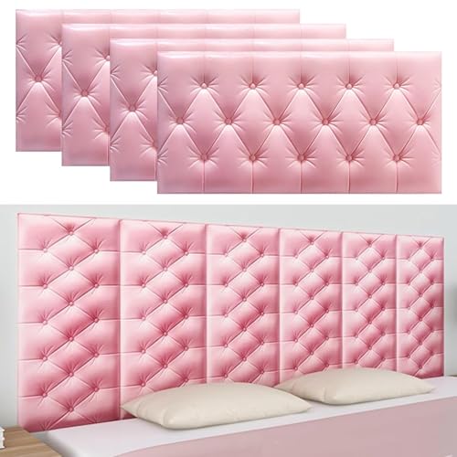 Selbstklebende Wandpaneele – 3D-gepolstertes Kopfteil – Abziehen Und Aufklebendes Schaumstoff-Wandkissen – Schlafzimmer, Spielzimmerdekor(Pink,11.8x23.6in 10pcs) von Hueborne