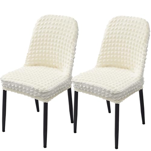 Stretch-Bezüge for Gebogene Esszimmerstühle, Armlehnenlose Stuhlhussen, 2er-/4er-/6er-Set, 360°-schützende elastische Stuhlhussen for Küche/Wohnzimmer(白色,Set of 2) von Hueborne