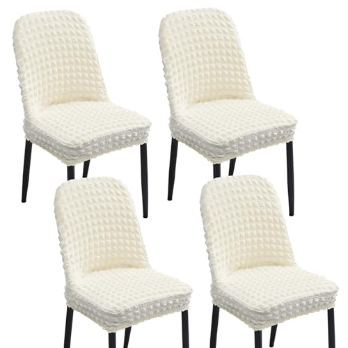 Stretch-Bezüge for Gebogene Esszimmerstühle, Armlehnenlose Stuhlhussen, 2er-/4er-/6er-Set, 360°-schützende elastische Stuhlhussen for Küche/Wohnzimmer(白色,Set of 4) von Hueborne