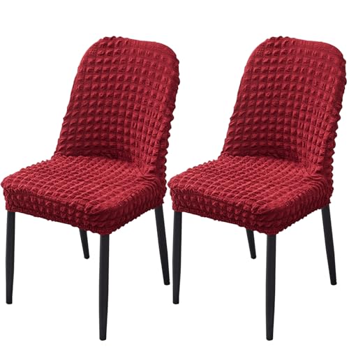 Stretch-Bezüge for Gebogene Esszimmerstühle, Armlehnenlose Stuhlhussen, 2er-/4er-/6er-Set, 360°-schützende elastische Stuhlhussen for Küche/Wohnzimmer(Burgundy,Set of 2) von Hueborne