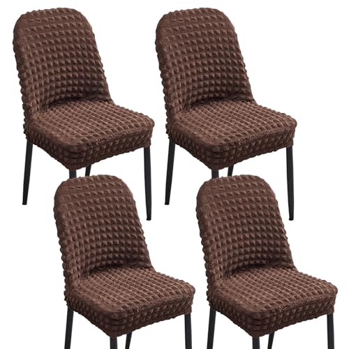 Stretch-Bezüge for Gebogene Esszimmerstühle, Armlehnenlose Stuhlhussen, 2er-/4er-/6er-Set, 360°-schützende elastische Stuhlhussen for Küche/Wohnzimmer(Dark Curry,Set of 4) von Hueborne