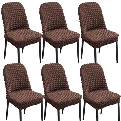 Stretch-Bezüge for Gebogene Esszimmerstühle, Armlehnenlose Stuhlhussen, 2er-/4er-/6er-Set, 360°-schützende elastische Stuhlhussen for Küche/Wohnzimmer(Dark Curry,Set of 6) von Hueborne