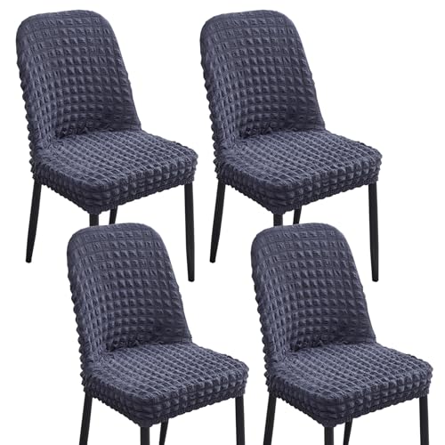 Stretch-Bezüge for Gebogene Esszimmerstühle, Armlehnenlose Stuhlhussen, 2er-/4er-/6er-Set, 360°-schützende elastische Stuhlhussen for Küche/Wohnzimmer(Dark Gray,Set of 4) von Hueborne