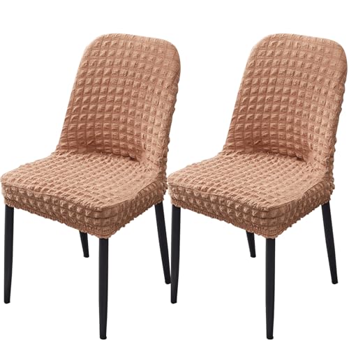 Stretch-Bezüge for Gebogene Esszimmerstühle, Armlehnenlose Stuhlhussen, 2er-/4er-/6er-Set, 360°-schützende elastische Stuhlhussen for Küche/Wohnzimmer(Egyptian Gray,Set of 2) von Hueborne