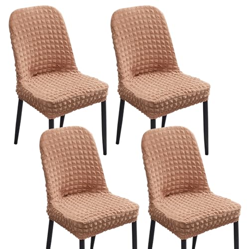 Stretch-Bezüge for Gebogene Esszimmerstühle, Armlehnenlose Stuhlhussen, 2er-/4er-/6er-Set, 360°-schützende elastische Stuhlhussen for Küche/Wohnzimmer(Egyptian Gray,Set of 4) von Hueborne