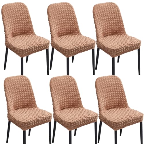 Stretch-Bezüge for Gebogene Esszimmerstühle, Armlehnenlose Stuhlhussen, 2er-/4er-/6er-Set, 360°-schützende elastische Stuhlhussen for Küche/Wohnzimmer(Egyptian Gray,Set of 6) von Hueborne