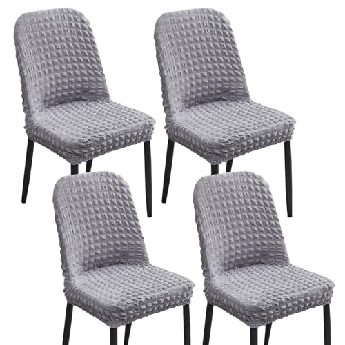 Stretch-Bezüge for Gebogene Esszimmerstühle, Armlehnenlose Stuhlhussen, 2er-/4er-/6er-Set, 360°-schützende elastische Stuhlhussen for Küche/Wohnzimmer(Gray,Set of 4) von Hueborne