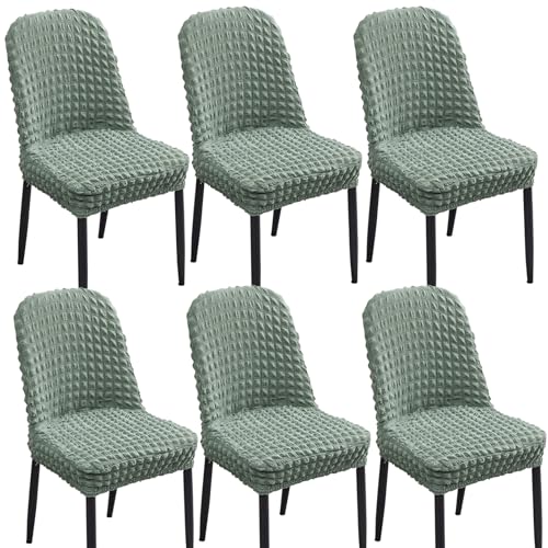 Stretch-Bezüge for Gebogene Esszimmerstühle, Armlehnenlose Stuhlhussen, 2er-/4er-/6er-Set, 360°-schützende elastische Stuhlhussen for Küche/Wohnzimmer(Green,Set of 6) von Hueborne