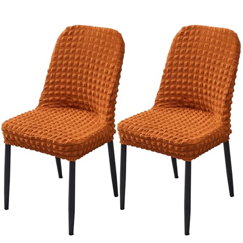 Stretch-Bezüge for Gebogene Esszimmerstühle, Armlehnenlose Stuhlhussen, 2er-/4er-/6er-Set, 360°-schützende elastische Stuhlhussen for Küche/Wohnzimmer(Sunset Yellow,Set of 2) von Hueborne