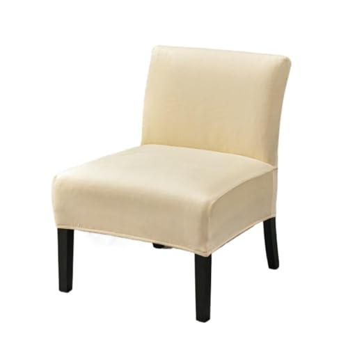 Stretch-Stuhlbezug Aus Samt Ohne Armlehnen – Dicker, Solider Schonbezug for Slipper-Stuhl Mit Elastischen Schlaufen, Weicher, Rutschfester Möbelbezug for Wohnzimmer, Café, Hotel(Beige) von Hueborne