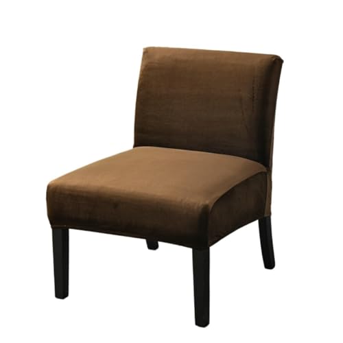 Stretch-Stuhlbezug Aus Samt Ohne Armlehnen – Dicker, Solider Schonbezug for Slipper-Stuhl Mit Elastischen Schlaufen, Weicher, Rutschfester Möbelbezug for Wohnzimmer, Café, Hotel(Coffee) von Hueborne